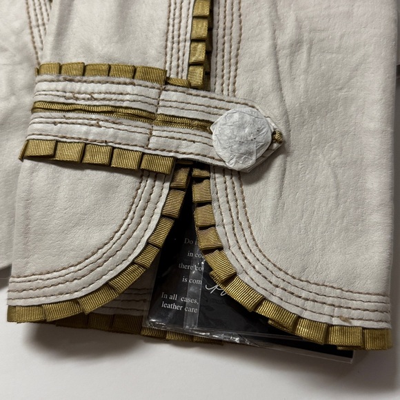 Pamela McCoy White and Gold leather Military Jacket - Picture 2 of 8